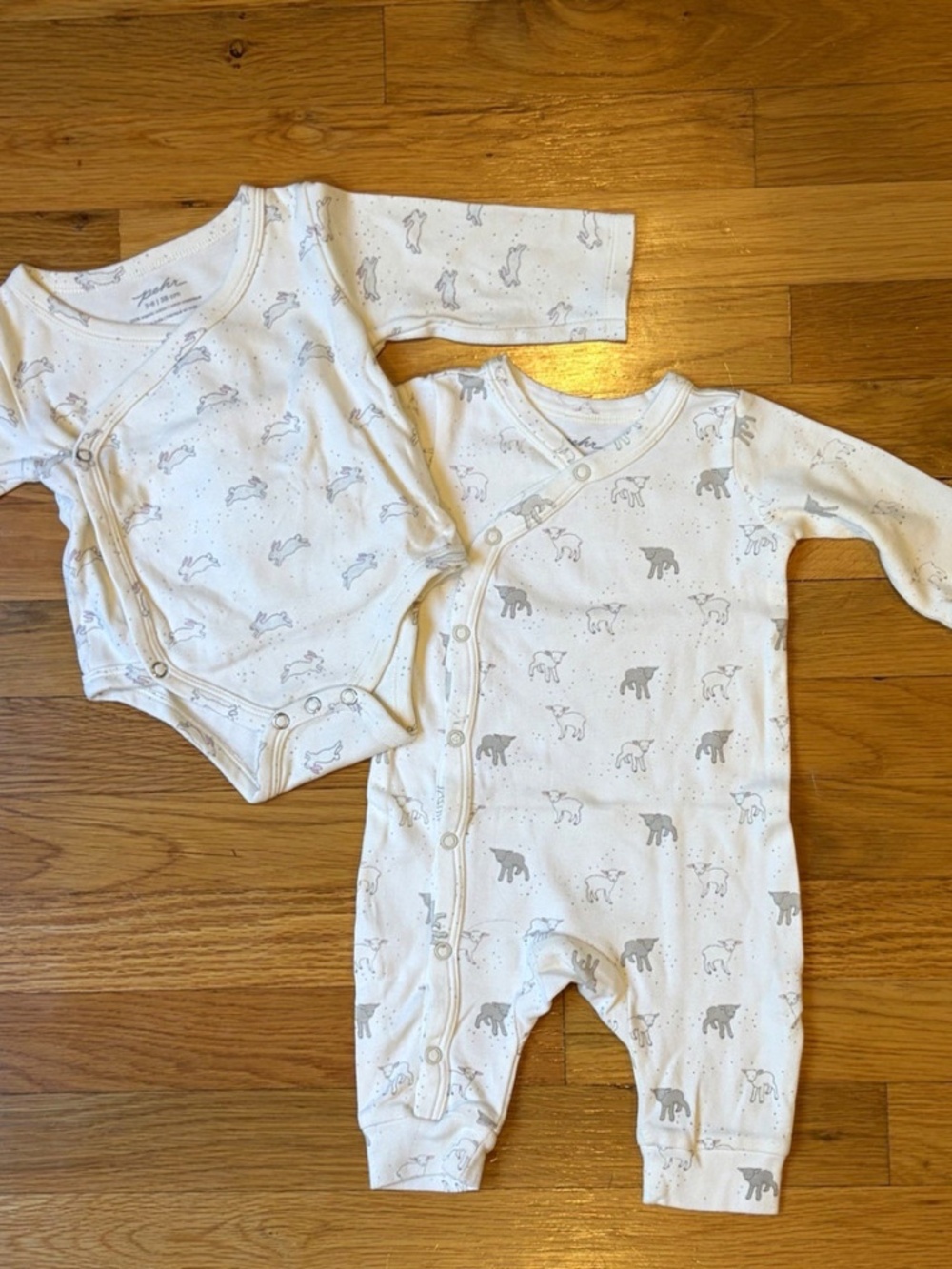 Pehr Baby 3-6 Mo Organic Cotton Long Sleeve Animal Print Bodysuit Set of T